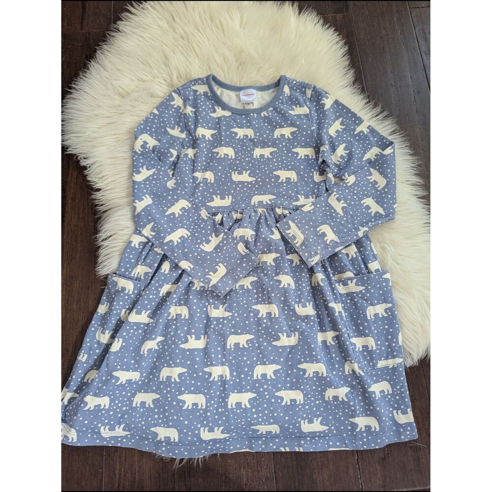 Hanna Andersson Blue Polar Bear Print Long-Sleeve Dress